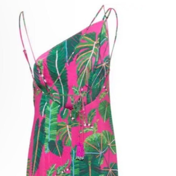FARM RIO asymmetrical thin straps tropical inspired with front slit. - Picture 4 of 7